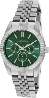French Connection FUNCTIQ SUNRAY Green Round Dial Steel Stainless Steel Strap Multifunction Watch Analog Watch  - For Men