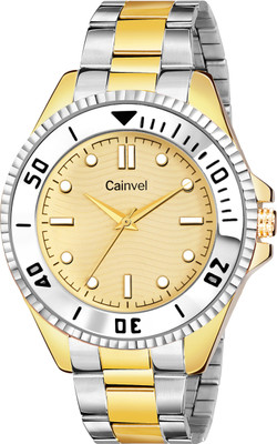 CAINVEL CV8189 Gold and Silver Chain Golden Dial Analog Watch  - For Men