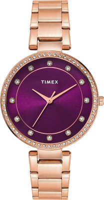 TIMEX TWEL18726 Round Purple Dial Analog Watch  - For Women