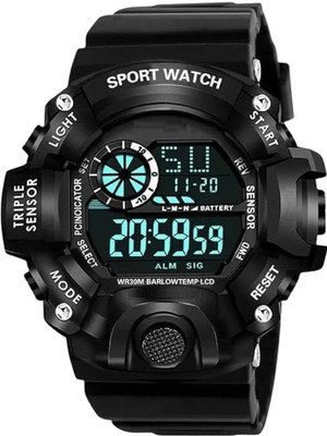 Fash Digital Sports 50m Waterproof LED Military Smart Stopwatch Countdown Analog Watch  - For Men