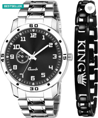 Miss Perfect Unique Formal Look Black Dial Watch and King Bracelet Combo For Men Analog Watch Analog Watch  - For Men