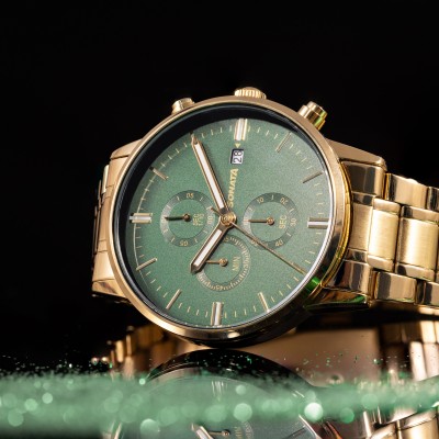 SONATA Sonata 2 Quartz Multifunction Green Dial Golden Stainless Steel Strap Analog Watch  - For Men