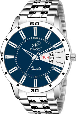 PIRASO 2038-BL ANALOG DAY AND DATE WORKING DISPLAY BLUE DIAL&SILVER CHAIN WATCH FOR MEN&BOYS Analog Watch  - For Men