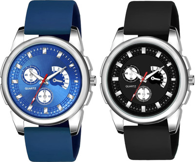 casera 883-comboA Pack of 2 Multi Color Soft Silicone Belt Combo Watch For Men Analog Watch  - For Men