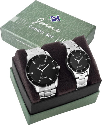 JAINX Black Dial Steel Chain Analog Watch  - For Couple