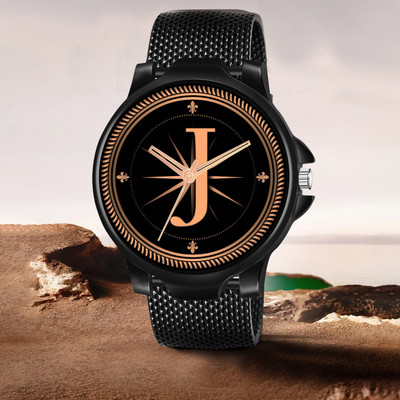 FEMEO J-3K-BK-BLK-SFR-1 Alpha Heritage Collection J Black Strap Watch for Man & Boys Analog Watch  - For Men