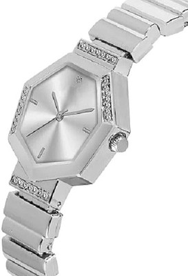 MAHAVIRA COLLECTION 444_Silver Latest Premium Designer Attractive Look Stainless Steel Watch & Bracelet Analog Watch  - For Girls