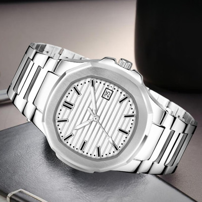 NITYA DRM020 - white Chain watch for Men Analog Working Day Date Functioning Stainless Steel Chain Analog Watch  - For Men