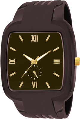 IIK Collection IIK-109M Studded Brown Rectangle Dial with Wide PU Soft Strap Analog Watch  - For Men