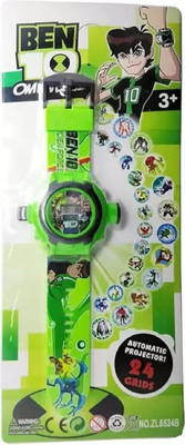 BnM Digital 24 Images Projector Watch for Kids Ben10 Green color Projector Birthday Gift Kids Watch BEN 10 GREEN COLOR Digital Watch  - For Boys & Girls