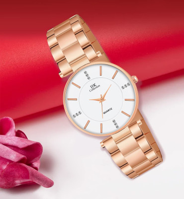 IIK Collection WATCH FOR WOMEN White Formal Dial and Rose Gold Strap Pair (Pack Of 2) Analog Watch  - For Women