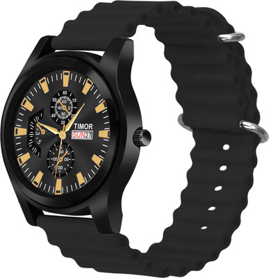 Timor F-TM533ANLG Black Color Synthetic Silicone Ultra Strap Waterproof Analog Watch for Men Analog Watch  - For Boys & Girls