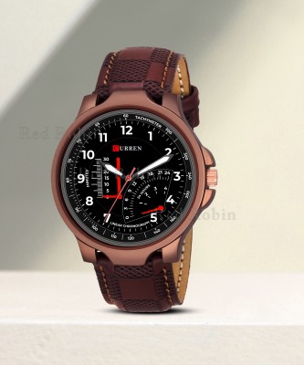 Gadgets World CURREN-B-3K-BRW-CHL CURREN Design Stylish Brown Leather Strap Wrist Watch for Men and Boys Analog Watch  - For Men