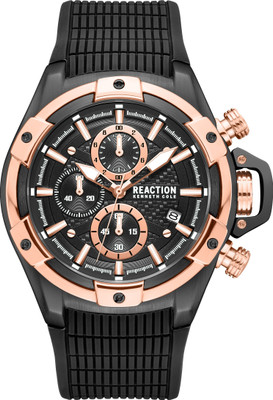 Kenneth Cole Reaction New Collection Chrono 3 Eyes Date Black Round Dial Analog Watch  - For Men