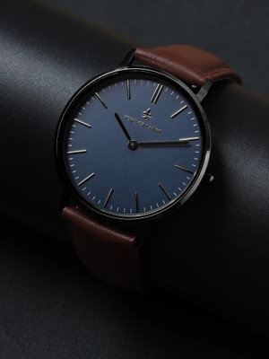 FOREVER SAINTS FSCM101SL01D Forever Saints Men's Watch Navy Blue Dial with Black Case & Brown Leather Strap Analog Watch  - For Men