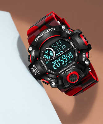 TERIZLA SCK_RED_ARMY Abx1017-Gents Red Solitary Camouflage Pattern NEW GENERATION DIGITAL New Arrival Digital Watch  - For Boys