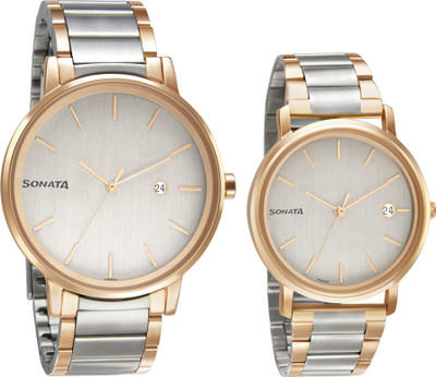 SONATA NP713187029KM01 Sonata Pair Analog Watch  - For Men & Women