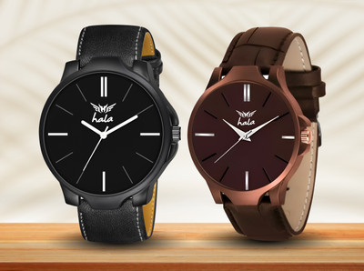 HALA 1045 Combo of 2 | Genuine Leather Straps | Boys Series Analog Watch  - For Men