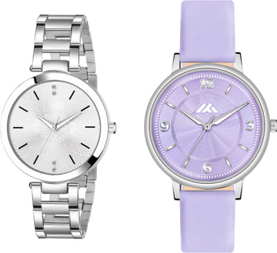 Fentex Trending combo analog watch with one leather and one Stainless Steel strap watch Trending combo analog watch with one leather and one Stainless Steel strap watch Analog Watch  - For Girls