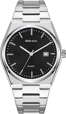 Rishox Silver Stainless Steel Analog Round Dial Date Display Wrist Watch for Men Silver Stainless Steel Analog Round Dial Date Display Wrist Analog Watch  - For Men