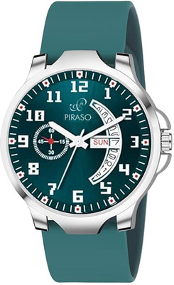 PIRASO D&D P95427 TURQUOISE SILICONE STRAP PIRASO ANALOG DATE & DAY TURQUOISE DIAL & TURQUOISE SILICONE STRAP WATCH FOR MEN Analog Watch  - For Men