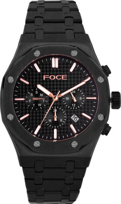 Foce FC11643GB8-BLACK FOCE Men's Multi-Function Watch – Black Dial, Octagonal Case, Dual Time, Date Analog Watch  - For Men