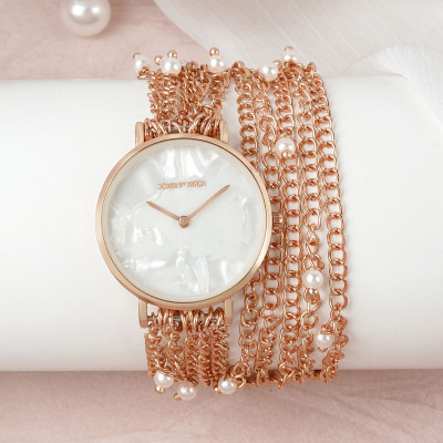 Joker & Witch & Margrett 32mm White Dial 18mm Rosegold Metal Alloy Watch for Women Analog Watch  - For Women