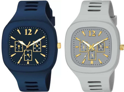 TERIZLA MILLER Square Dial Combo Watch Black & Grey Stylish Casual Analog Watch  - For Boys