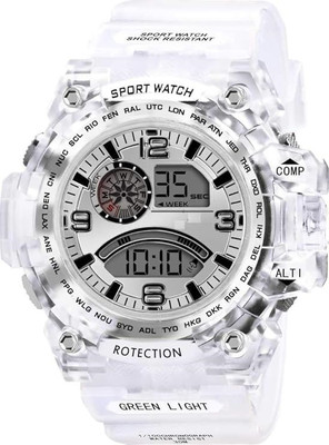 Alkhwatches Aqua Attractive Sporty Digital Watch with Sleek, Transparent Strap Clear Design Fusion - Transparent Digital Watch  - For Men