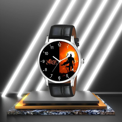 MAHAVIRA COLLECTION Black_Brown_leather_god image Jay Shree Ram God Stylish Leathers Strap watches for men Analog Watch  - For Men
