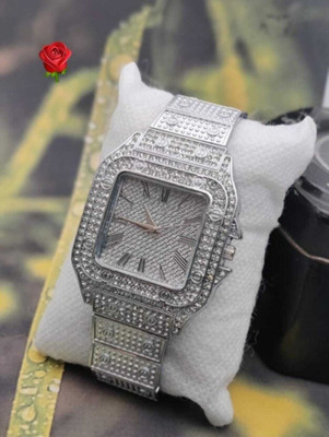 DAENTERPRISES New Silver Plated Quartz Cuban Link Chain Necklace Bracelet Analog Design Analog Watch  - For Men & Women