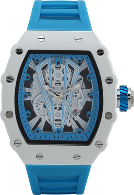 HAVOC CRAFT Blue Quartz Watch Men Luxury Fashion 3ATM Waterproof Watch Wristwatches Hot Sale Brand Mens Quartz Fashion Rubber Strap Sport Waterproof Analog Watch  - For Men