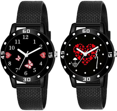 WRISTON Butterfly & Heart Design Dial Combo Analog Watch With PU Strap For Girl & Women Analog Watch  - For Girls