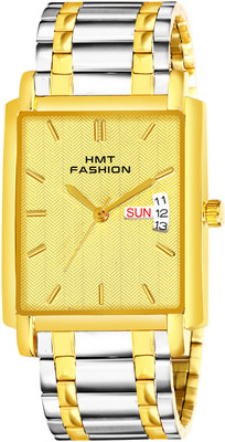 Hmt Fashion Two Toned Quartz Analog Watch Two Toned Wrist Watch with Day and Date Function Analog Watch  - For Men