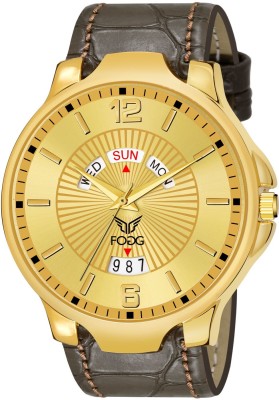 FOGG 1504-GL Day & Date Gold Plated Analog Watch  - For Men