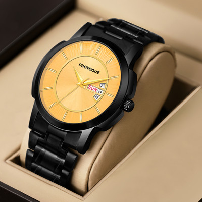 PROVOGUE PRV-232-Gold Day and Date Display Analog Watch  - For Men