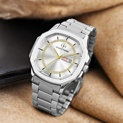 CHARLIEKEEN Luxury Silver Watch with SilverDial and Day-Date Display Analog Watch  - For Men
