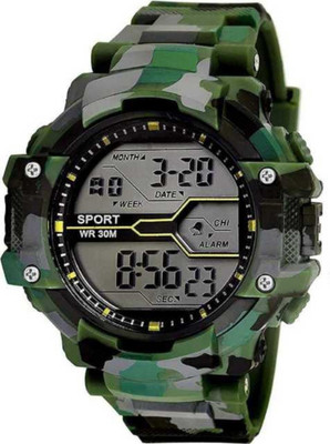 TERIZLA S_SHOCK WATCH New Gents Green Solitary Camouflage Pattern S-SHOCK Digital Watch - For Boys Digital Watch  - For Boys