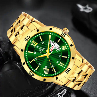 ADAMO 886YYM16 ADAMO Enchant Green Dial with Golden Chain Day & Date Men's & Boy's Watch Analog Watch  - For Men