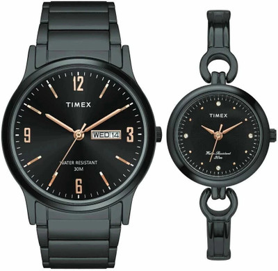 TIMEX TW00PR264 Black Couple Watch Analog Watch  - For Couple