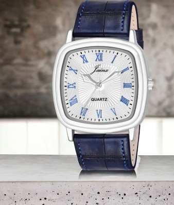 JAINX JM7162 Square Blue Leather Strap Vintage Analog Watch  - For Men