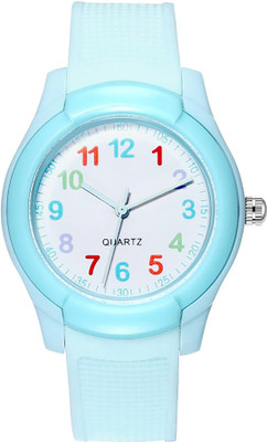 Time Up Attractive Number Dial Vibrant Color Waterproof 4-12 Years Small Kids Analog Watch  - For Girls