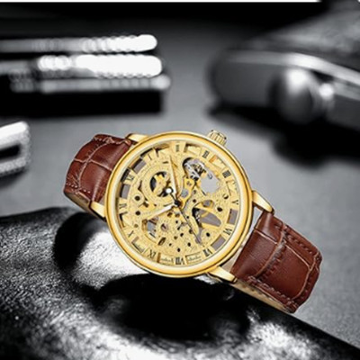 SPARKPLUG Men Analog Gold Watch ''Men Gold dial leather belt Analog Wrist Watch | Classic Round Dial PACK OF 01 Analog Watch - For Men