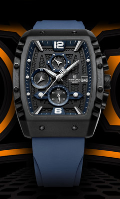 NAVIFORCE 8025 rose gold and black chronograph dial with soft stylish silicon strap waterproof Analog Watch  - For Men