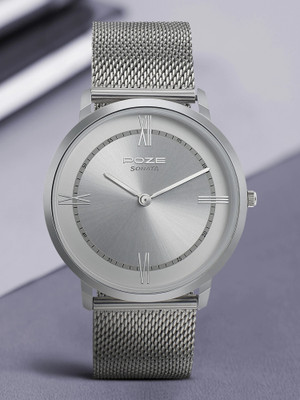 SONATA Poze Silver Dail Silver Strap Analog Watch  - For Men