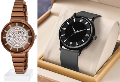 HPWATCH 3 brown_5HPWTCH01 Modern Minimalist Black Dial Silicone Strap Analog Watch Analog Watch  - For Men & Women