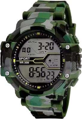Trex CH-ARMY GREEN Watch PU Strap POP Colour Collage Look Water&Shock Resistance Alarm For Boys&Men Digital Watch  - For Boys