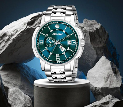 ABREXO Abx2626-Green Silver Day & Date Watch MODO Green Dial Day and Date Functioning Chain Adult Quartz Boys Analog Watch  - For Men