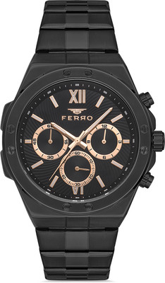 Ferro FM11356A-G Prestige Chronograph Black Round Dial Analog Watch  - For Men