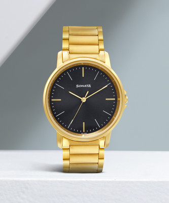 SONATA NP77083YM04W Essential Gents collection Analog Watch  - For Men